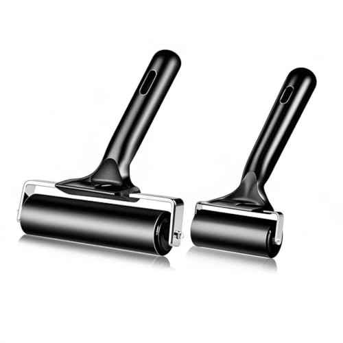 2 Pack Brayer Roller£¬Professional Rubber rolles £¬Handle Comfortable £¬for Crafting,Printmaking, Ink, Gluing and Stamping Tools £¨4+2.4inch£©Black