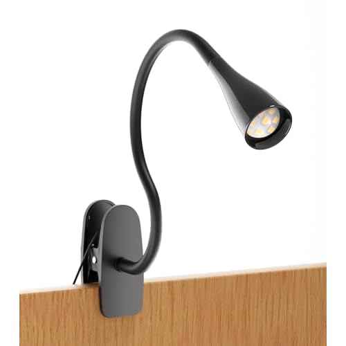 Book Light for Reading in Bed, Eye-Caring LED Reading Light, 360¡Æ Flexible Clip on headboard lamp, 5W 3000k Desk Lamp with Clamp for Bedroom, Office, Painting, Workbench and Sewing, Black