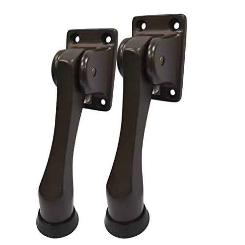 QCAA Solid Brass Drop Down Door Stop, 4", Oil Rubbed Bronze US10B, 2 Pack