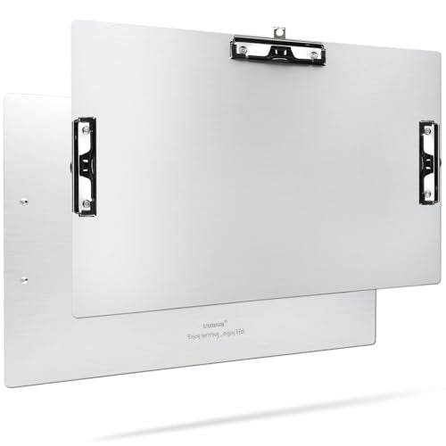 Three Clip Aluminum 11x17 Clipboard Metal Stainless Hangable Clipboards Art Pen Holder Extra Large Clip Board for Business Medical Professionals Workshop (Silver, A3-3Clip)