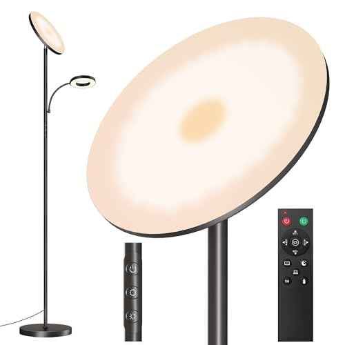 Floor Lamps for Living Room Bedroom, 42W/4300LM Super Bright LED Floor Lamp with Remote and Touch Control, Stepless Dimmable, 69" Tall Standing Lamp with Gooseneck Reading Light for Hotel Office