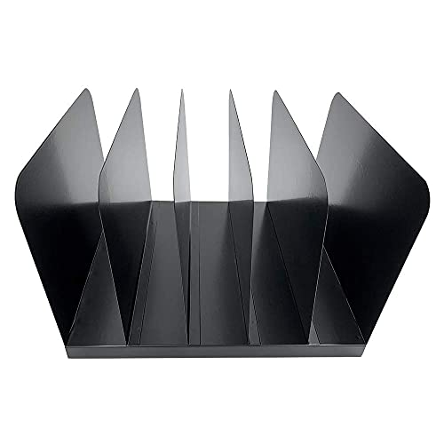 Huron Vertical 5 Slot Steel Desk Organizer/Sorter, Black
