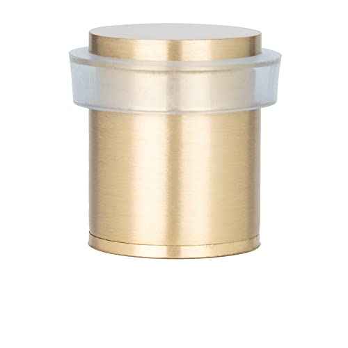 Pack of 2 EVI Door Stoppers |Brass Door Stopper - Screw Fastening - Transparent Rubber Protector - 0.79 x 0.99 Inch Door Stop