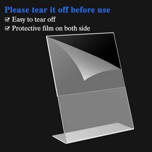 12 Pack Acrylic Sign Holder 8.5 X 11, L Shape Clear Sign Holder, Clear Plastic Sign Holder Picture Photo Frames, Flyer Document Paper Display Stand for Office Desktop