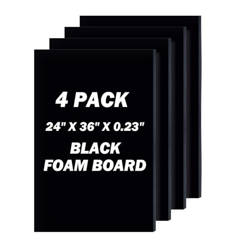 ZhoCue 24x36 Black Foam Board 4 Pack - Acid-Free Double Sided Sign & Craft Board