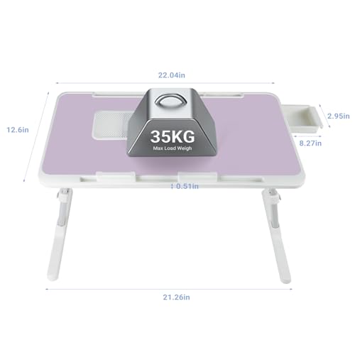 iXTRA Purple Adjustable Laptop Lap Desk with Cooling Fan & USB Light 56x32cm