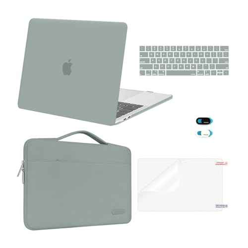 MOSISO Compatible with MacBook Pro 13 inch Case M2 2025, 2024, 2023-2016 A2338 M1 A2251 A2289 A2159 A1989 A1708 A1706, Plastic Hard Case&Bag&Keyboard Skin&Webcam Cover&Screen Protector, Antique Green
