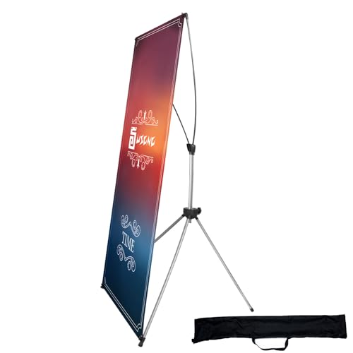 USCNC X Banner Stand Adjustable Fit Banner 23 x 63 to 32 x 78 Inch, Portable Travel Bag, Bigger, More Adaptable Advertising, Stores, Tradeshow, Restaurant, Event, Birthday & Party (1 PACk)