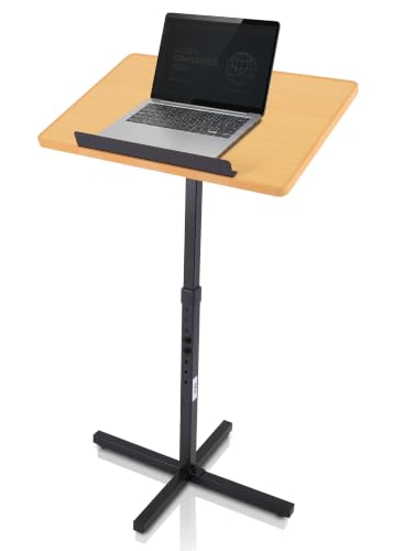 Pyle Adjustable Floor Lectern Podium Stand with Slanted Top for Presentations