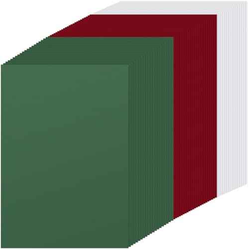 Yeaqee 300 Sheets Christmas Cardstock Paper Thick 65lb/ 180 GSM Colored Card Stock A4 Holiday Arts for Xmas DIY Crafts, Greetings, Cards Making, Gift Tags, Invitations(Green Red White)