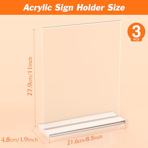3 Pack Acrylic Sign Holders 8.5 x 11 Inches Vertical Flyer Display Stands