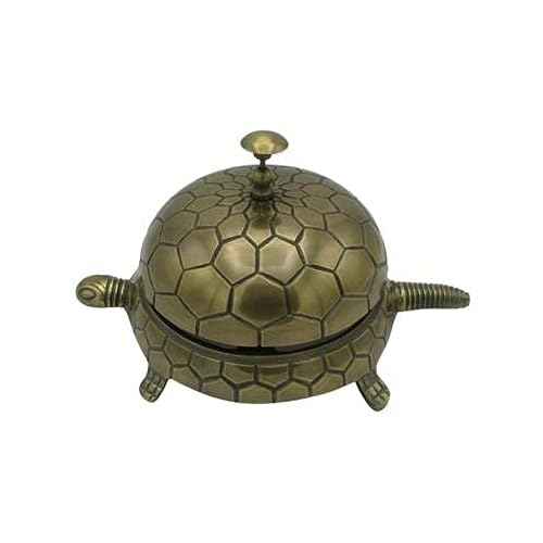 Large Tortoise Service Desk Bell - Turtle Bell in Antique Brass Finish