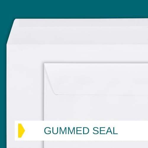 White 6x9 Booklet Envelopes 50 Pack - Gummed Seal, Heavy Duty Paper for Catalogs & Business