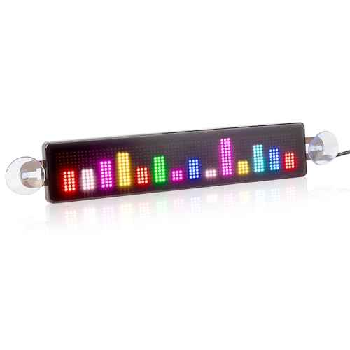 Leadleds Scrolling Led Sign, USB 5V Led Car Sign Bluetooth App Control Custom Text Animation Graffiti Programmable LED Display for Car Store Bar Business(RGB)