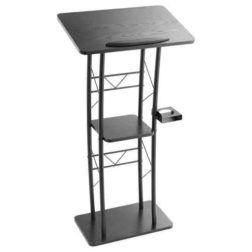 VEVOR 47" Metal Lectern Podium Stand with Reading Surface & Open Storage