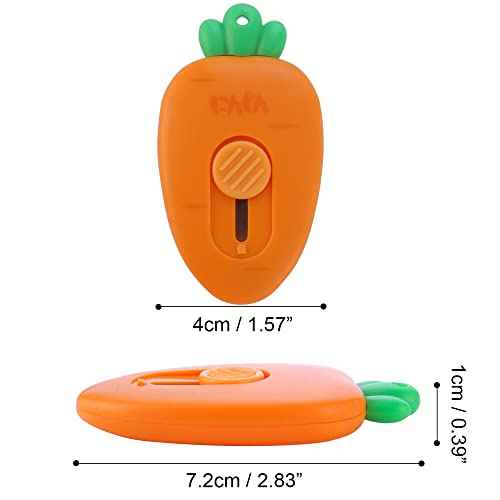 2 Pack Mini Creative Carrot an Strawberry Shaped Art & Craft Cutter Retractable Box Letter Opener Portable Utility Knives Office School Stationery for Cutting Envelope Paper Cardboard