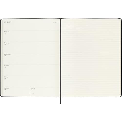Moleskine Classic 12 Month 2026 Weekly Planner, Hard Cover, XL (7.5" x 9.75"), Black, 144 pages