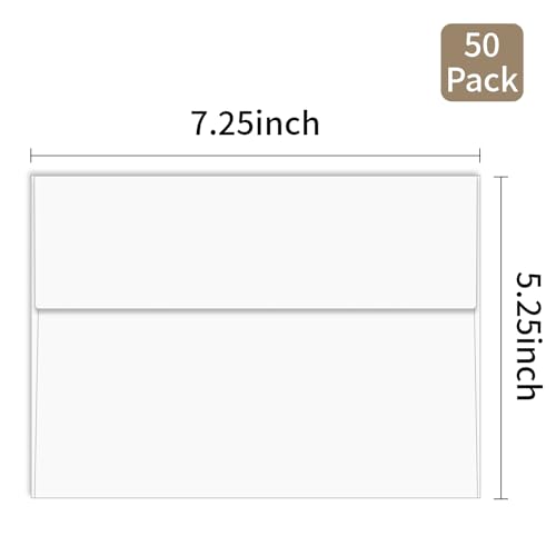 YINUOYOUJIA White A7 Envelopes 50 Pack Self Seal Invitations 5x7