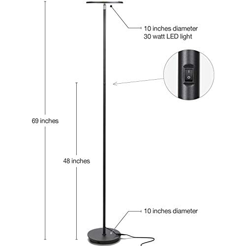 Brightech Sky Colors ? Wi-Fi Color Changing Torchiere LED Floor Lamp ? Smart Standing Lamp with iOS and Android Remote Control ? Cost-Effective and Energy-Saving with Adjustable Head - Black