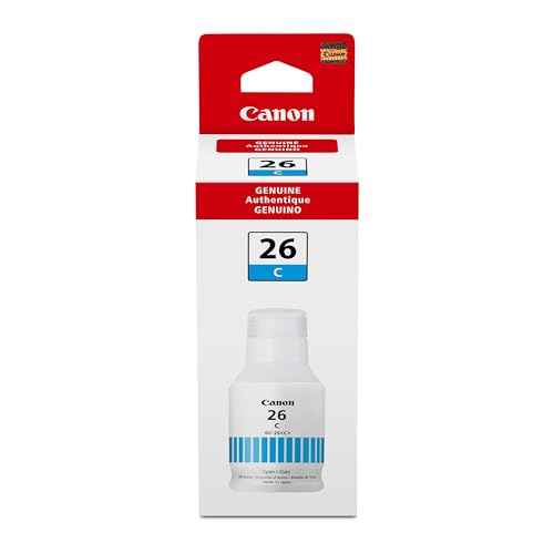Canon GI-26 Genuine Pigment Cyan Ink Bottle, Compatible with MegaTank GX7120, GX6120, GX5120, GX6020, GX7020, GX6021, GX7021, GX5020, GX4020, and GX3020 Printers