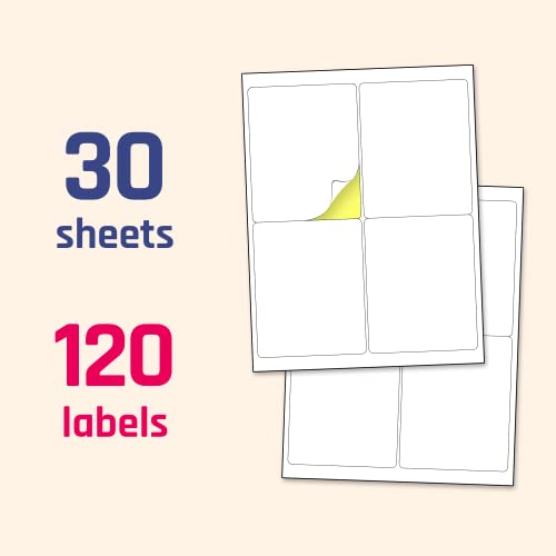 TownStix 4 x 5 Inches Printable Labels - 30 Sheets White Matte Self-Adhesive Stickers for Inkjet/Laser Printing (Variation: 4 x 5" | 30 Sheets)