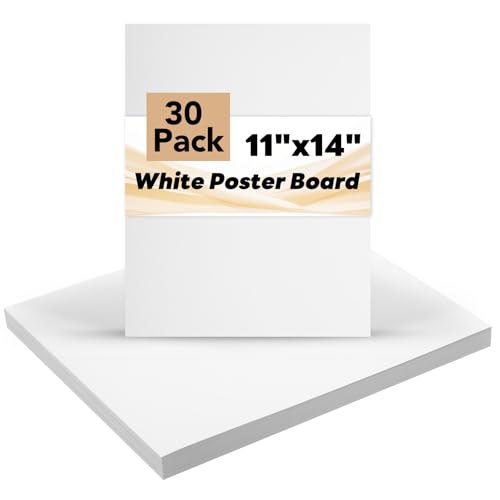 Prudiut 30 Pack White Poster Boards 11x14 Inch Heavyweight Cardstock