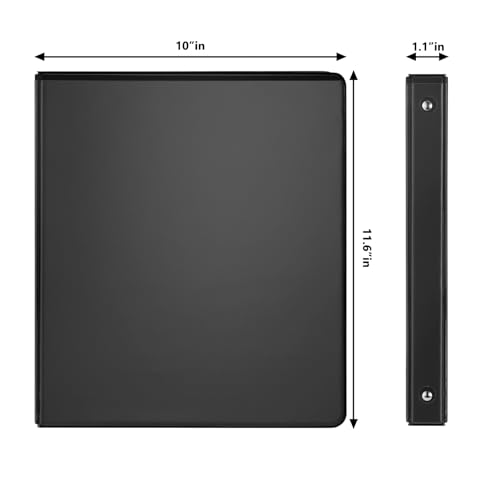 COMIX Sturdy 3 Ring Binder 0.5 inch with Clear View Cover, 1/2" Round Ring View Binder, PVC-Free, 100 Sheets Capacity of US Letter Size Paper, Office £¦ School Supplies, Pack of 12 (Black)