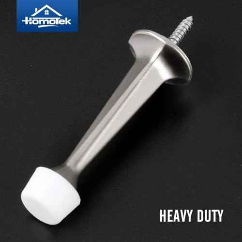 HOMOTEK 24Pack Heavy Duty Solid Rigid Door Stop with Soft Rubber Tip, Zinc Die Cast Door Stopper Protect Wall & Door, Satin Nickel