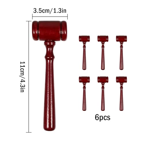 Mini Wooden Judge Gavel Set for Parties & Collectibles - 6 Pack