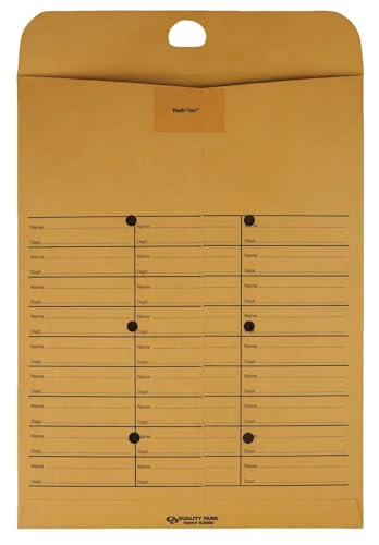 Quality Park 2-Side Interoffice Envelopes with Redi-Tac Closure, Brown Kraft, 10x13, 100 Pack - One Size