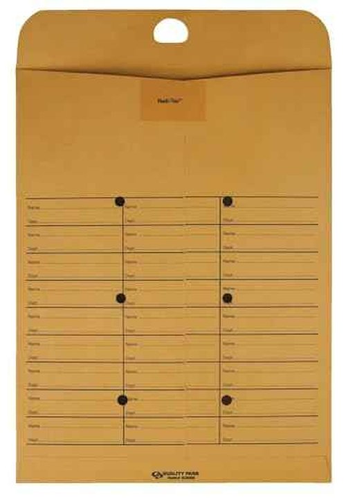 Quality Park 2-Side Interoffice Envelopes, Redi-Tac Box-Style, Brown Kraft, 10 x 13, 100 per Box, (63666)