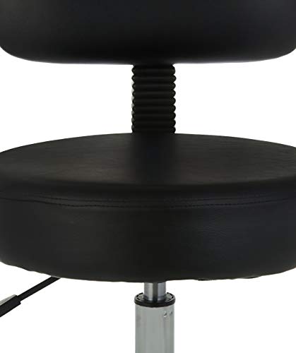 Amazon Basics Drafting Stool with Back Support, Upholstered, 360° Swivel, Black