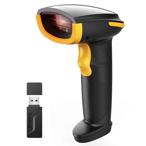 Inateck Wireless Barcode Scanner, Bluetooth Bar Code Scanner, 1D USB Barcode Reader Handheld, 1 Charge 3 Months, Scanner Barcode with APP and SDK