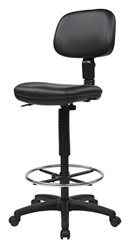 Office Star DC Series Drafting Chair with Foot Ring & Sculptured Foam Seat (Black Vinyl)