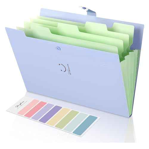 SKYDUE Letter A4 Paper Expanding File Folder Pockets Accordion Document Organizer (Purple)