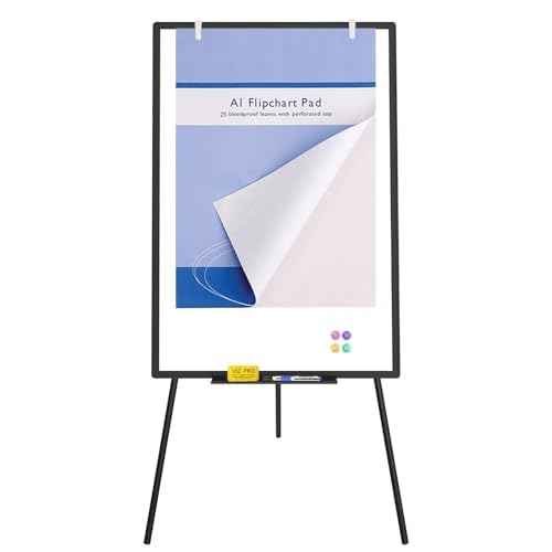 VIZ-PRO Magnetic Whiteboard Easel Black, 36 x 24 Inches, Portable Dry Erase Board Height Adjustable for School Office and Home