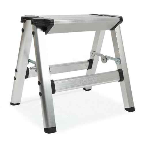Foldable Step Stool | Metal Folding Step Stool, 330 lbs | Ultralight Aluminum, Anti-Slip & Secure Lock Design, Small Stool for Adults, Kids, Seniors | Home, Kitchen, Outdoor | Heavy Duty