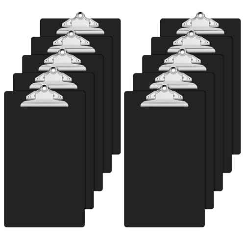 Legal Size Clipboard, Black Plastic 8.5 x 14 Clip Board for Lawers, Heavy Duty Butterfly Clip, 9 x 15 in, Office & School Supply(Pack of 10)