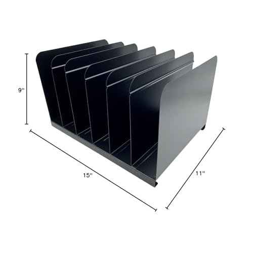 Huron Book and Magazine Rack, 6 Slot, Black Commercial Grade Steel