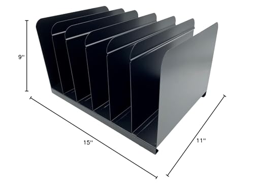 Huron Book Rack 6 Slot, Black Steel
