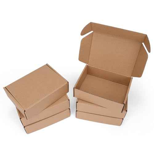 7x5x2 Shipping Boxes Set of 6, Small Cardboard Boxes for Packaging, Brown Mailing Boxes for Small Business