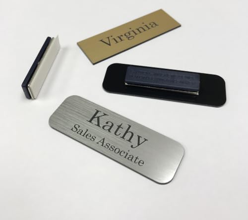 Custom Name Tag Badge 1"x3" with Magnetic/Pin Backing - Personalized Employee ID