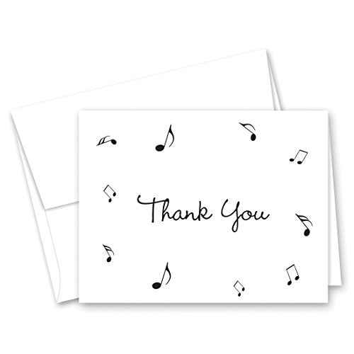 MyExpression.com 50 Music Notes Thank You Cards (Black)
