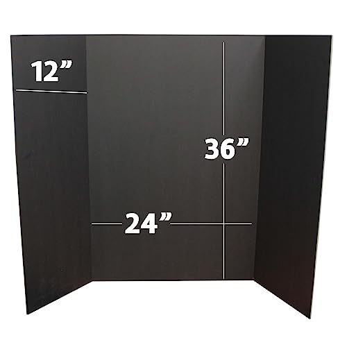 Flipside Products 36x48 Black Trifold Foam Project Boards 3 Pack – Science Fair Display