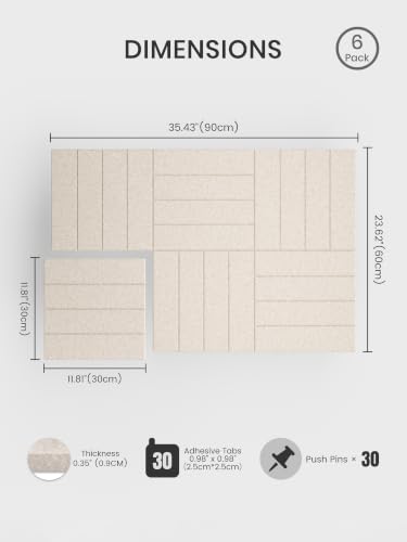 Bumusty 36x24 Oatmeal Large Cork Board Alternative - 6 Pack Felt Tiles