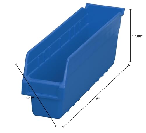 Akro-Mils Shelfmax Bins - 4-1/8"Wx17-5/8 Dx6 H - Blue - Blue - Lot of 8