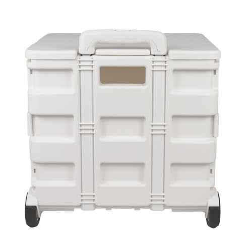 Everything Mary Collapsible Plastic Rolling Cart for Crafts & Hobby Supplies, Ivory