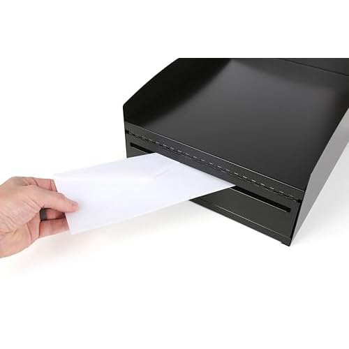 Huron Locking Desktop Inbox Tray, Black Commercial Grade Steel