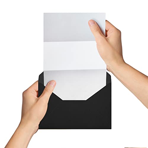 Black 5x7 Envelopes with V-Flap - 50 Pack for Invitations & Photos