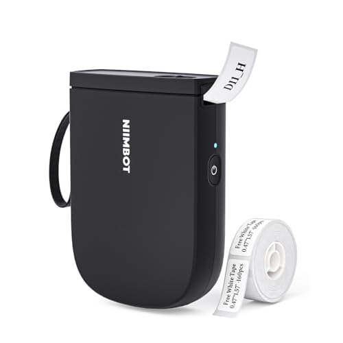 NIIMBOT Label Maker Bluetooth Mini Label Printer D11 2024 Version, Portable Label Maker with Tape Thermal Sticker Small Labeler, 300 DPI High Clearity Rechargeable, Black